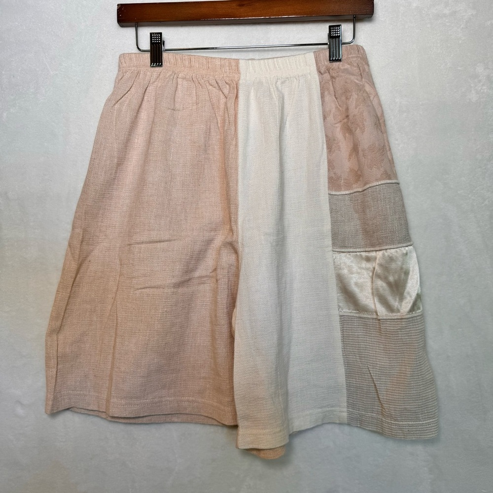 Nooshin Color Block Elastic Waist Linen Blend Sho… - image 2